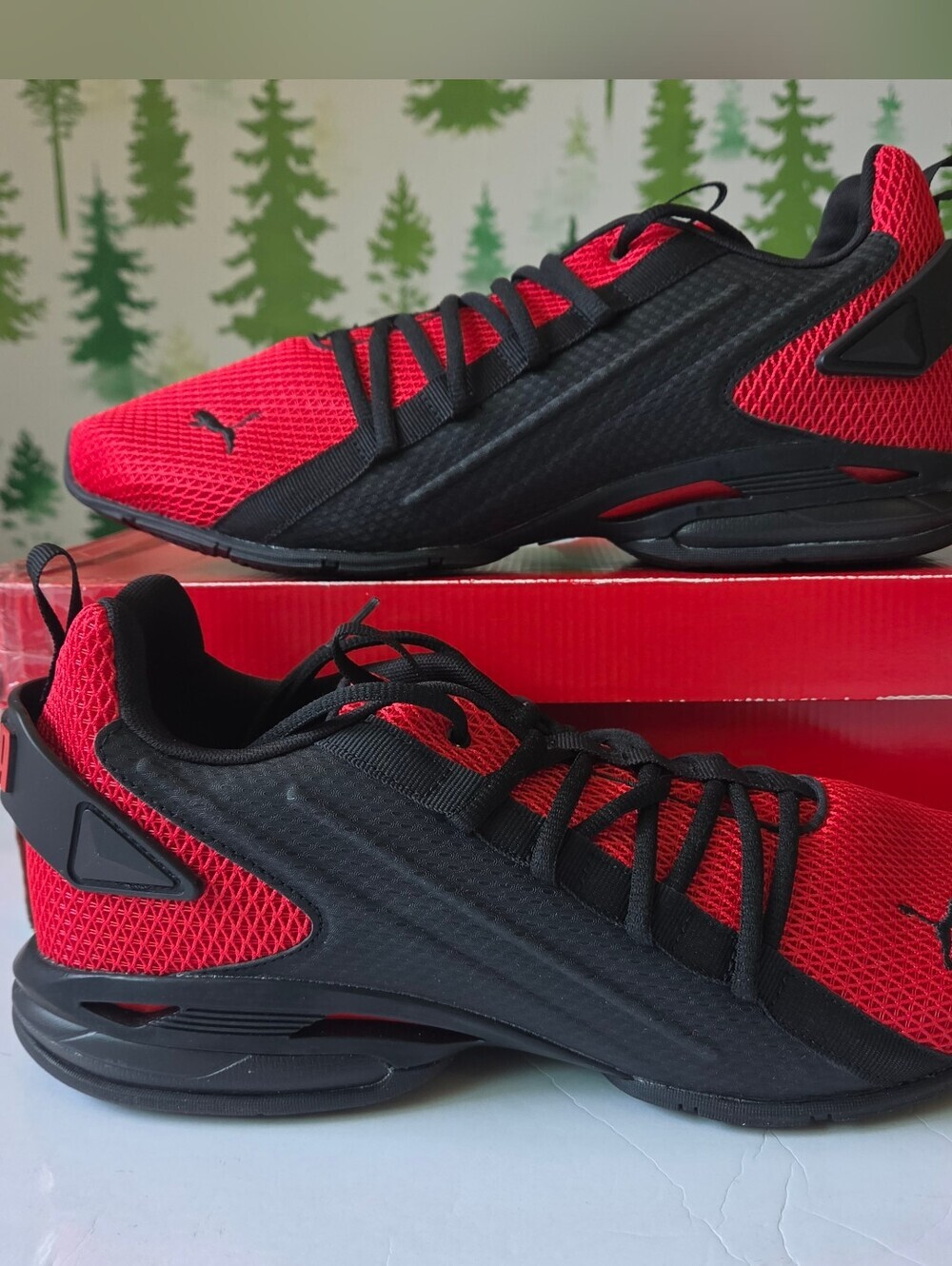 Puma ION Energy Red Canvas Lace Up Athletic Running Shoes